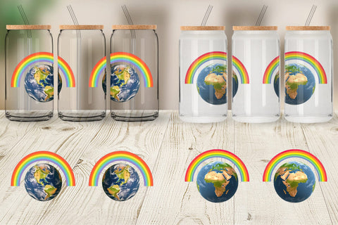 Glass Can Earth with a Rainbow Sublimation artnoy 