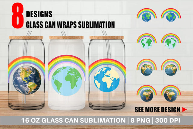 Glass Can Earth with a Rainbow Sublimation artnoy 