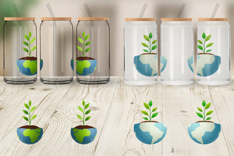 Glass Can Earth with a Seedling Sublimation artnoy 
