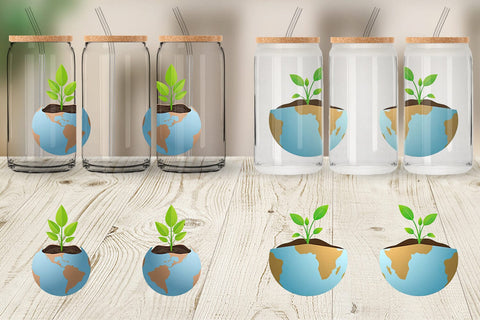 Glass Can Earth with a Seedling Sublimation artnoy 