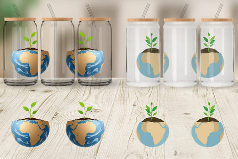 Glass Can Earth with a Seedling Sublimation artnoy 