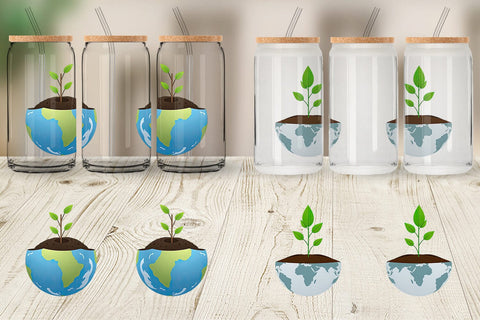 Glass Can Earth with a Seedling Sublimation artnoy 