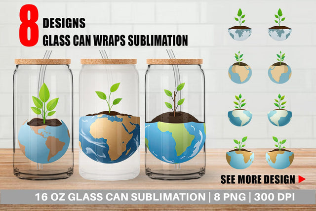 Glass Can Earth with a Seedling Sublimation artnoy 