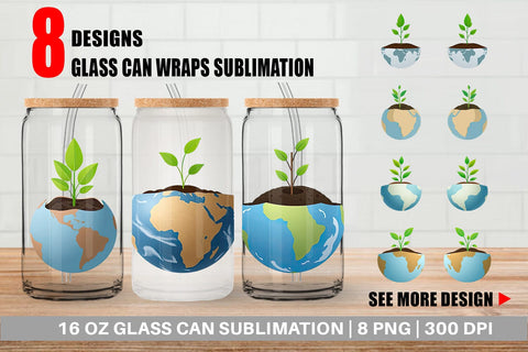 Glass Can Earth with a Seedling Sublimation artnoy 