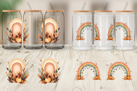 Glass Can Earthy Boho Fall Sublimation artnoy 