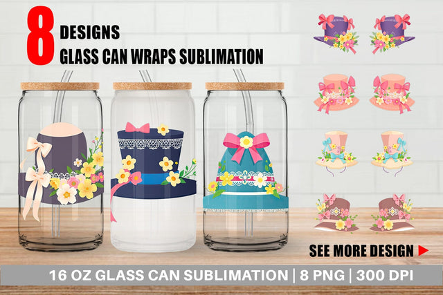 Glass Can Easter Bonnet Sublimation artnoy 