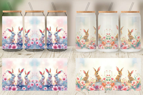 Glass Can Easter Bunny Sublimation artnoy 
