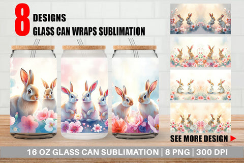 Glass Can Easter Bunny Sublimation artnoy 