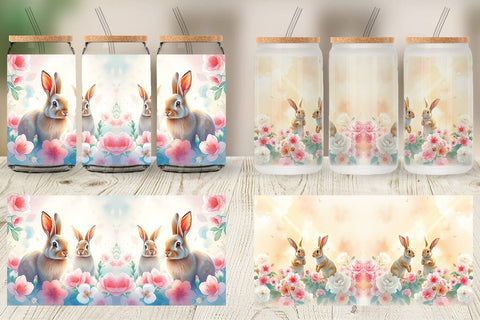 Glass Can Easter Bunny Sublimation artnoy 