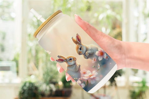 Glass Can Easter Bunny Sublimation artnoy 