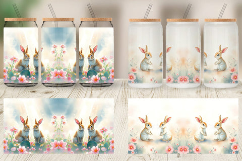 Glass Can Easter Bunny Sublimation artnoy 
