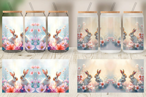 Glass Can Easter Bunny Sublimation artnoy 