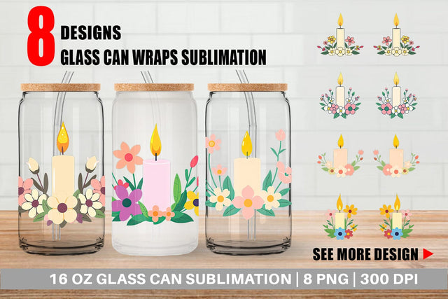 Glass Can Easter Candle Sublimation artnoy 