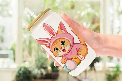 Glass Can Easter Cat Sublimation artnoy 