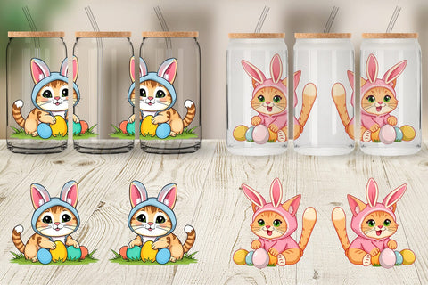 Glass Can Easter Cat Sublimation artnoy 