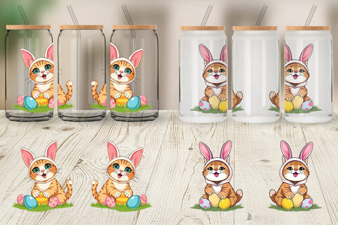 Glass Can Easter Cat Sublimation artnoy 
