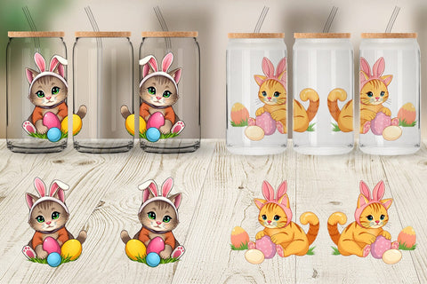 Glass Can Easter Cat Sublimation artnoy 