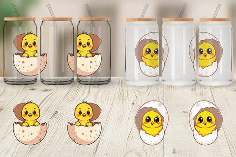 Glass Can Easter Chick Sublimation artnoy 