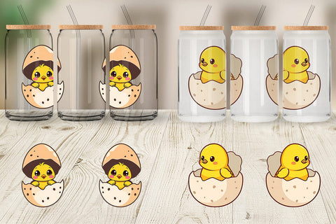 Glass Can Easter Chick Sublimation artnoy 