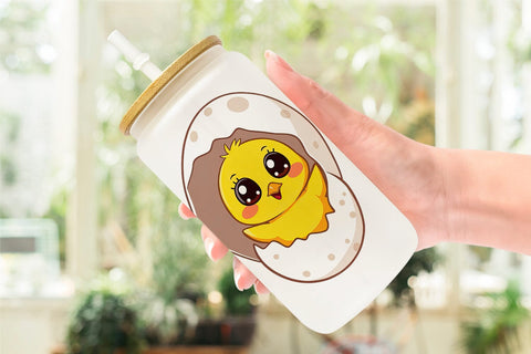Glass Can Easter Chick Sublimation artnoy 