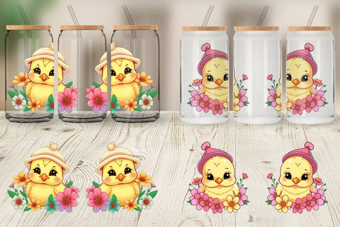 Glass Can Easter Chick Sublimation artnoy 