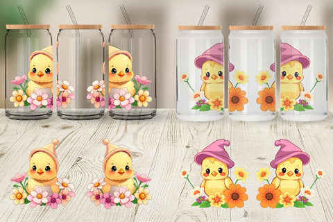 Glass Can Easter Chick Sublimation artnoy 