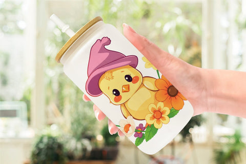 Glass Can Easter Chick Sublimation artnoy 