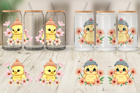Glass Can Easter Chick Sublimation artnoy 