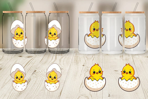 Glass Can Easter Chick Sublimation artnoy 
