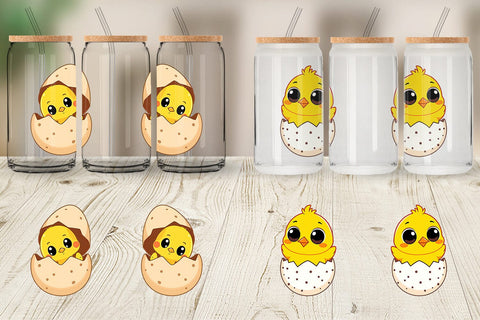 Glass Can Easter Chick Sublimation artnoy 