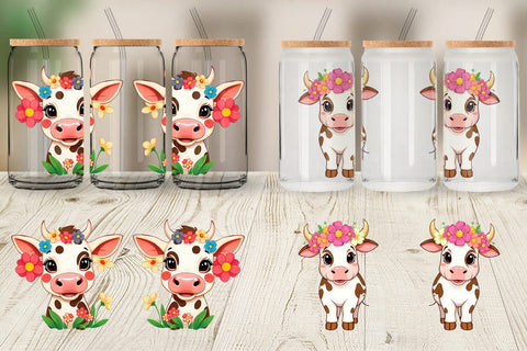 Glass Can Easter Cow Sublimation artnoy 