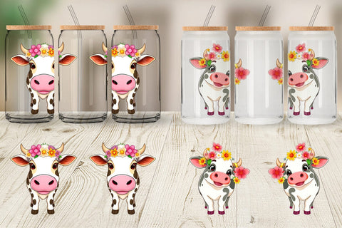 Glass Can Easter Cow Sublimation artnoy 