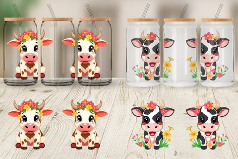 Glass Can Easter Cow Sublimation artnoy 