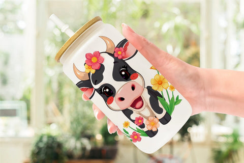 Glass Can Easter Cow Sublimation artnoy 