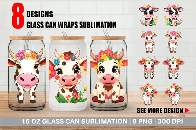 Glass Can Easter Cow Sublimation artnoy 