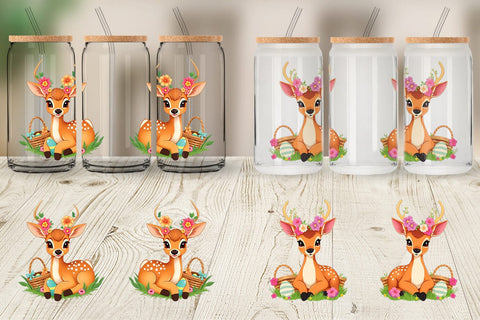 Glass Can Easter Deer Sublimation artnoy 