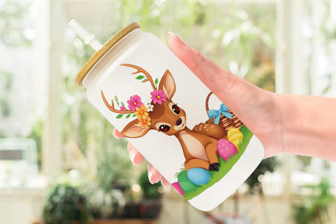 Glass Can Easter Deer Sublimation artnoy 