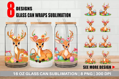 Glass Can Easter Deer Sublimation artnoy 