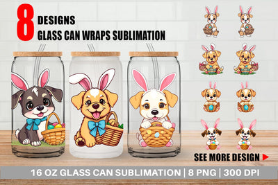 Glass Can Easter Dog Sublimation artnoy 