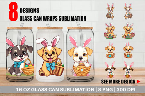 Glass Can Easter Dog Sublimation artnoy 