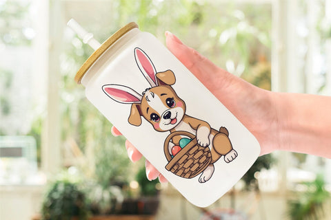 Glass Can Easter Dog Sublimation artnoy 