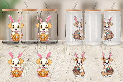 Glass Can Easter Dog Sublimation artnoy 