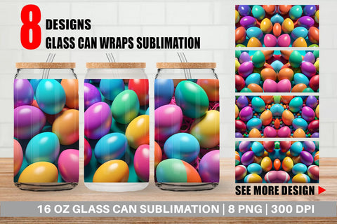 Glass Can Easter Eggs Colorful Sublimation artnoy 