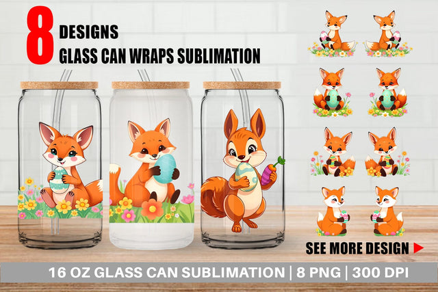 Glass Can Easter Fox Sublimation artnoy 
