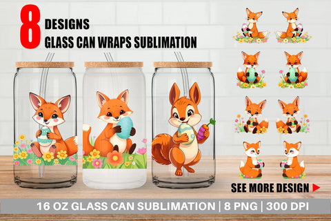 Glass Can Easter Fox Sublimation artnoy 