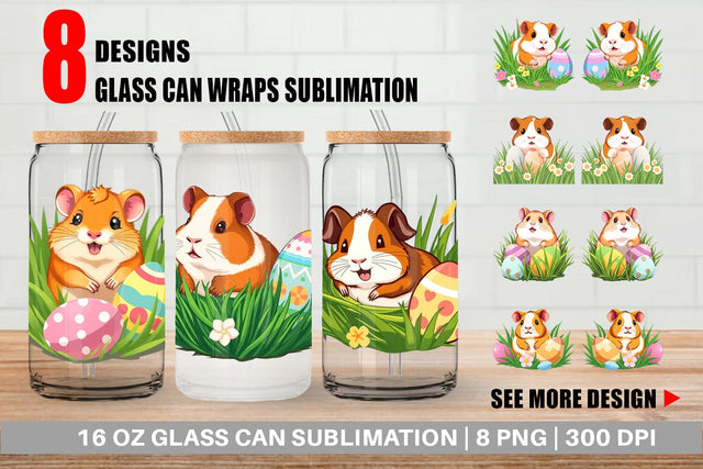 Glass Can Easter Hamster Sublimation artnoy 