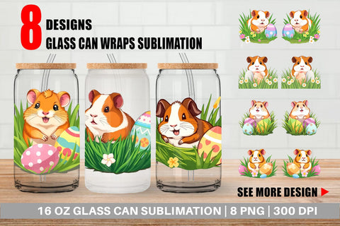 Glass Can Easter Hamster Sublimation artnoy 