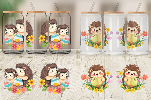 Glass Can Easter Hedgehog Sublimation artnoy 