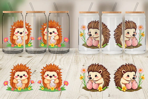 Glass Can Easter Hedgehog Sublimation artnoy 