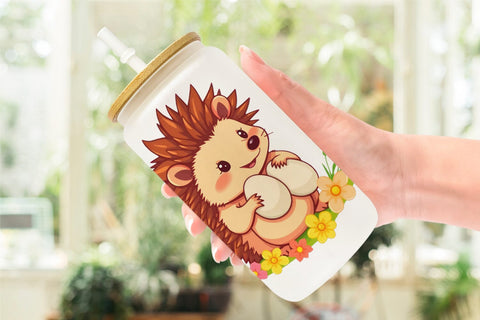 Glass Can Easter Hedgehog Sublimation artnoy 